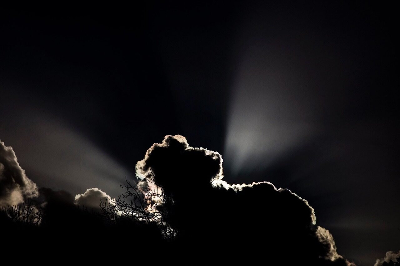 clouds, sun, dark, air, nature, silhouette, sun rays